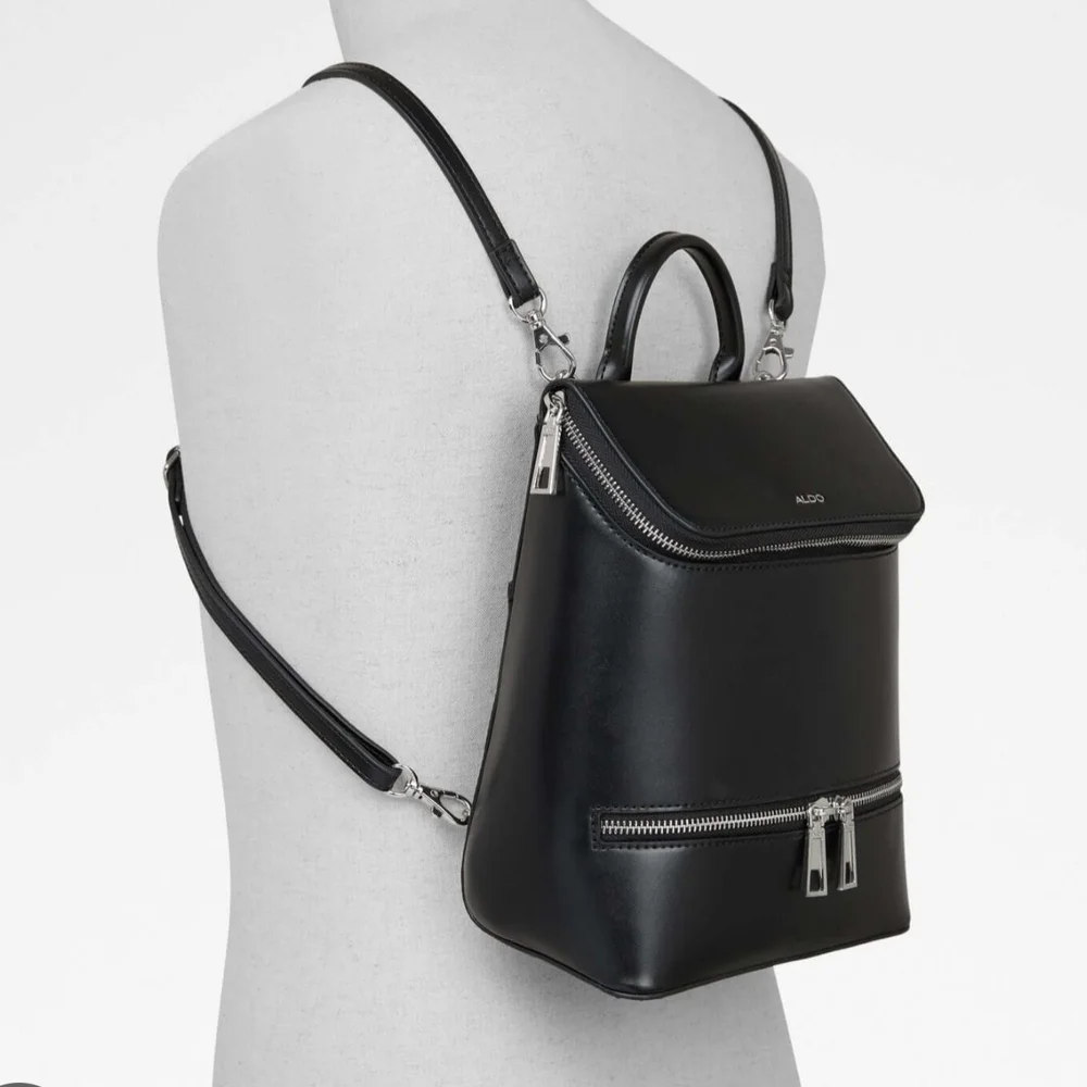 Aldo Feras Black Backpack with Silver Accents - Picture 1 of 10